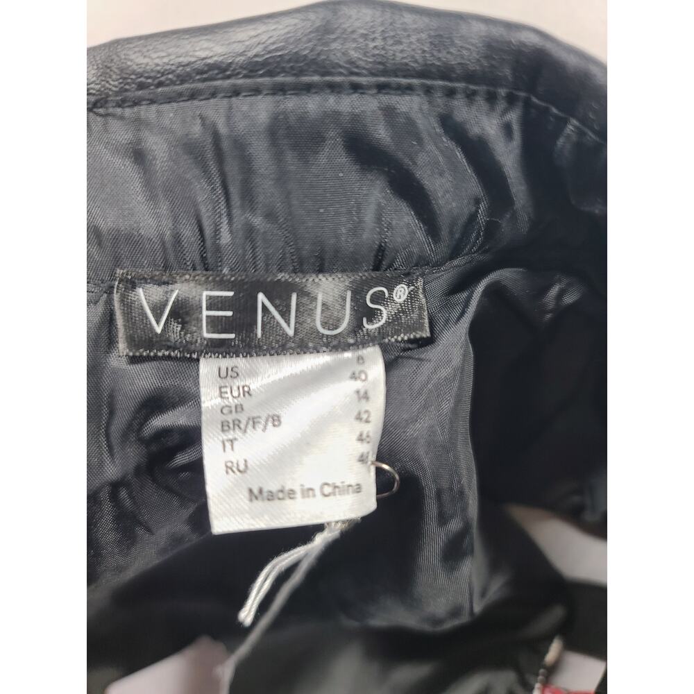 Twee Dark Academia Preppy Venus plaid faux leather a line dress Size 8 Festive - Picture 7 of 8